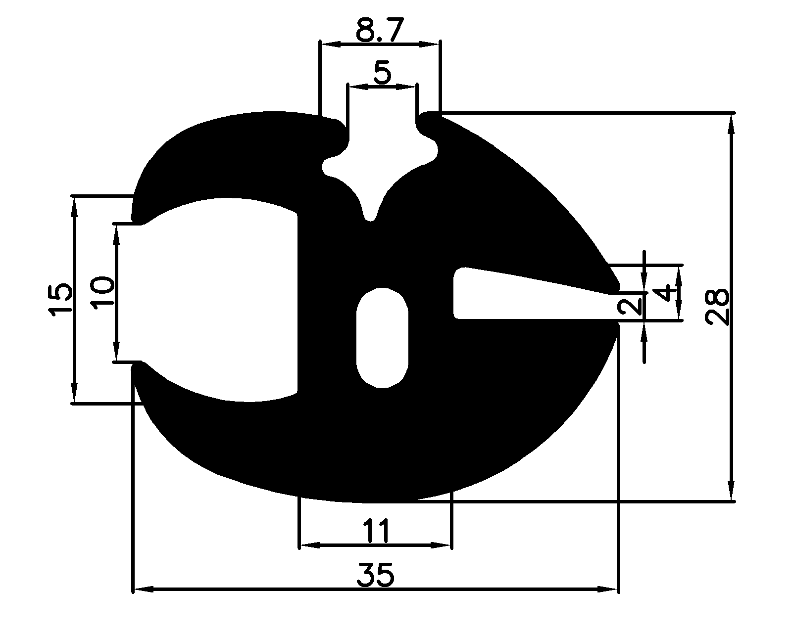 16740380KG - stabilizing EPDM profiles - Stabilizing and stretcher profiles