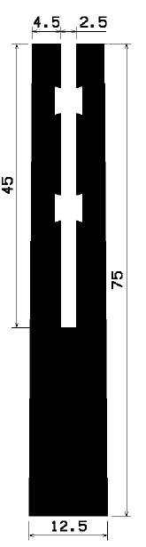 - TU1- 0909 1B= 25 m - rubber profiles - under 100 m - U shape profiles