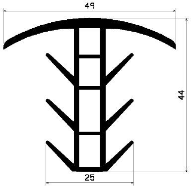 FA 0636 1B= 25 m - rubber profiles - Cover and T-profiles