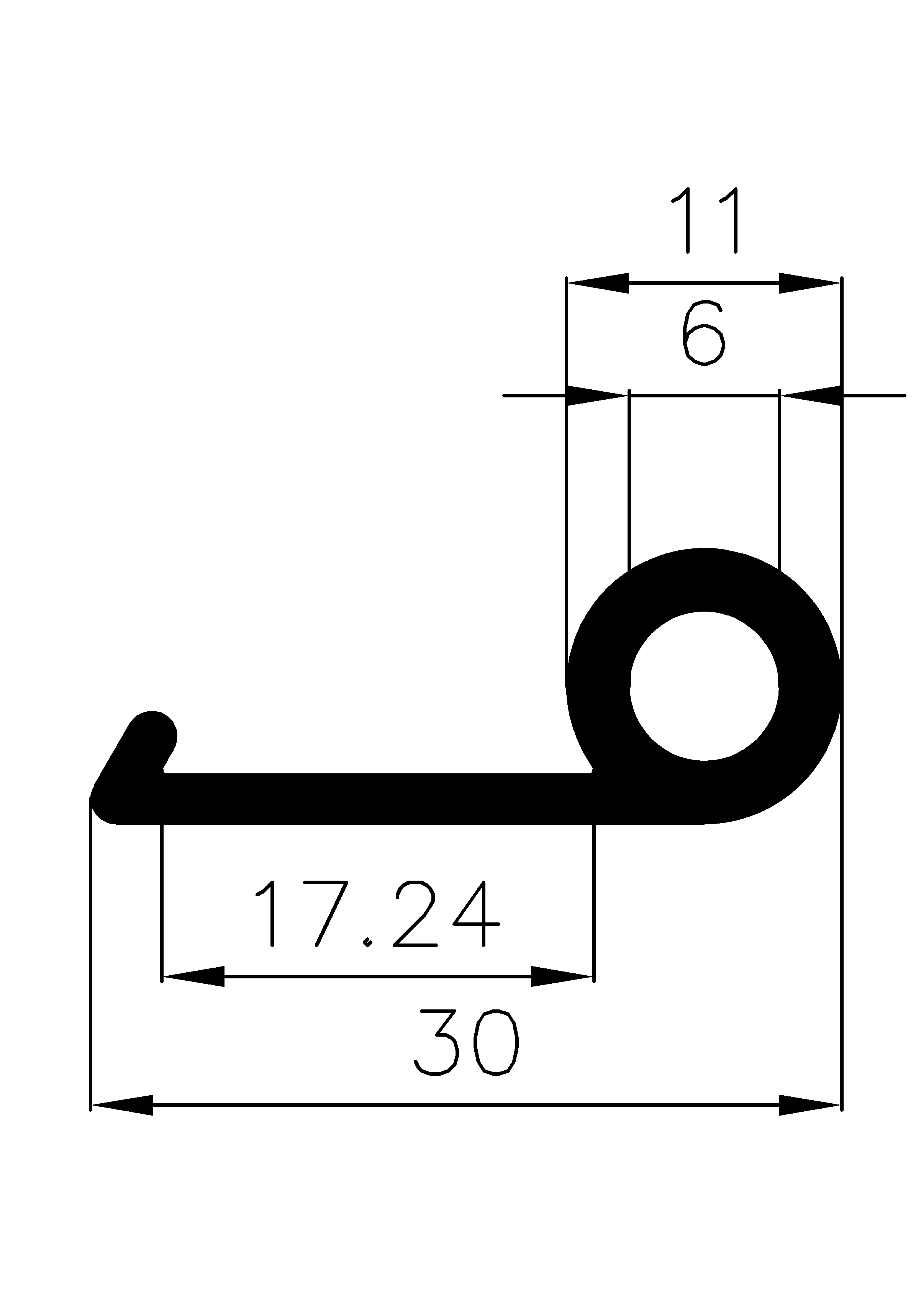 3630160KG - silicone  profiles - Flag or 'P' profiles