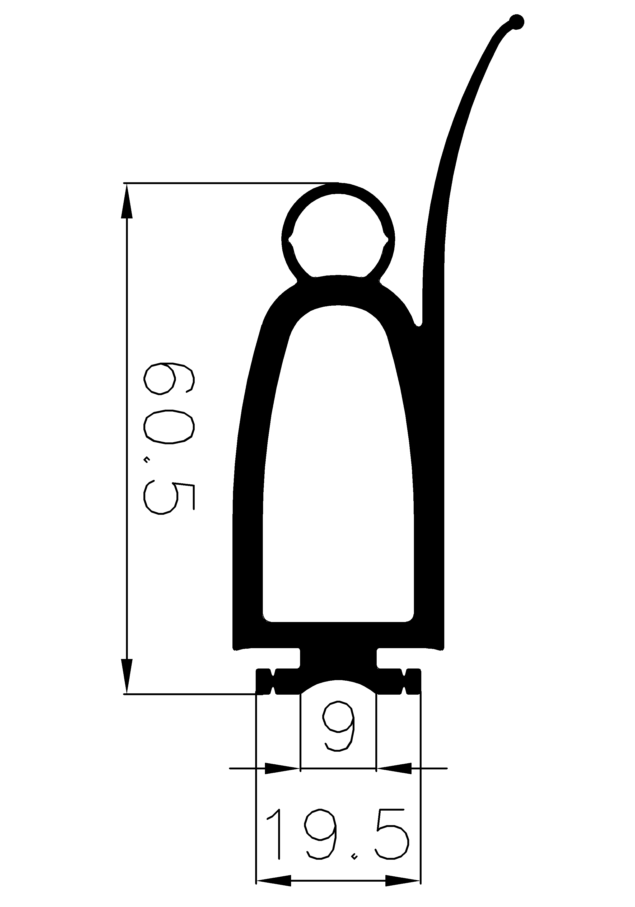 3970365KG - EPDM rubber profiles - Sliding door – finger-guard profiles