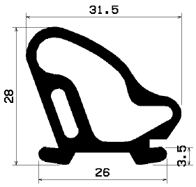 RT 1425 - EPDM rubber profiles - Sliding door – finger-guard profiles