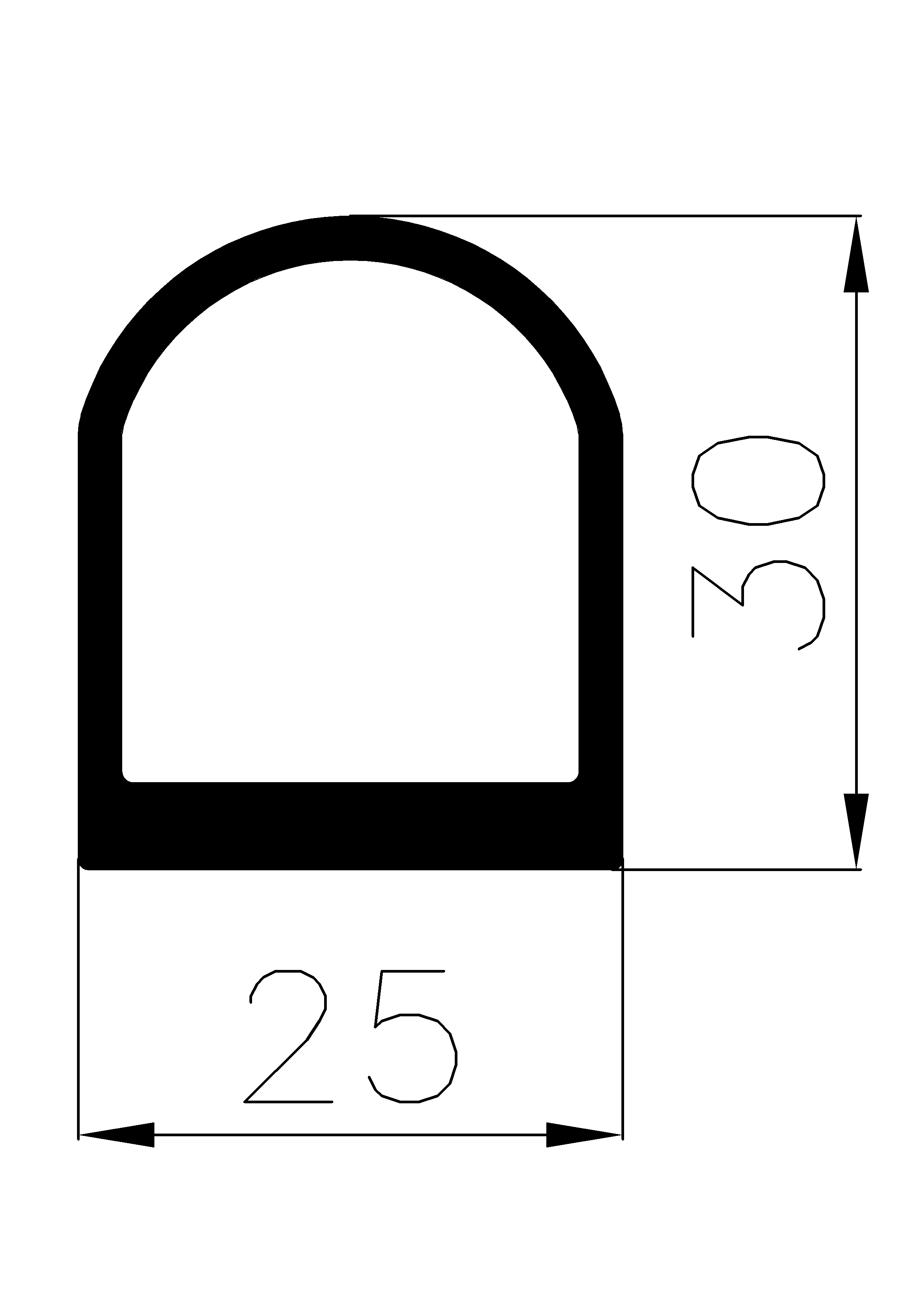 8980160KG - EPDM rubber profiles - Semi-circle, D-profiles