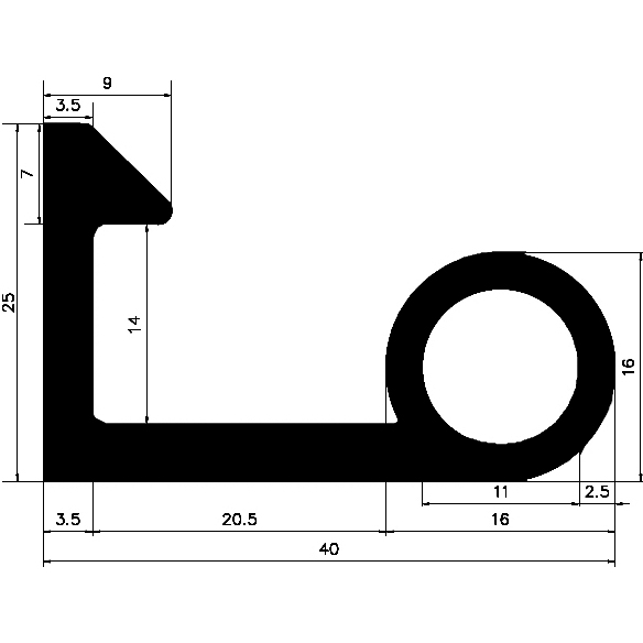 FN - G060 - EPDM profiles - Flag or 'P' profiles