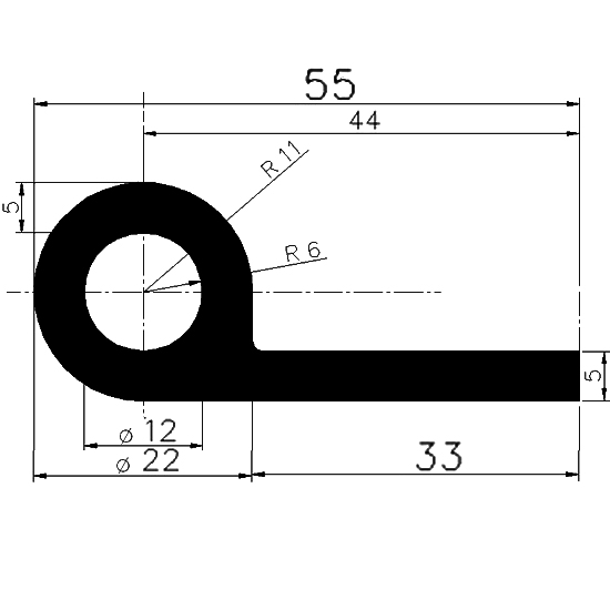 FN - G190 - EPDM profiles - Flag or 'P' profiles