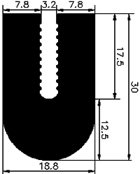 TU1 - G437 18,8×30 mm - silicone profiles - U shape profiles