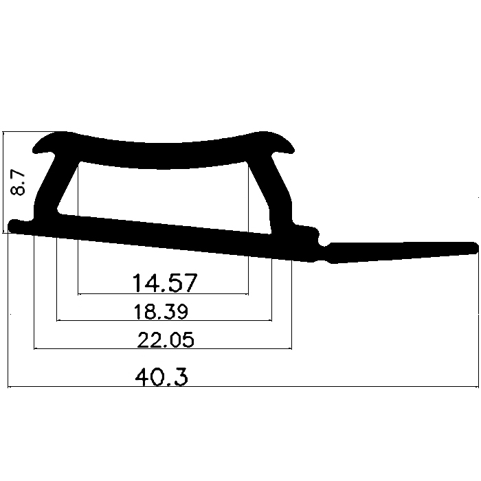 Z1 - G524 40,3×11,3 mm - rubber profile - Door-frame profiles