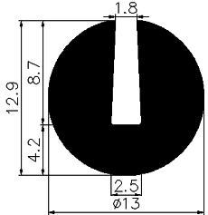 TU1 - G556 d= 13 mm - rubber profiles - U shape profiles