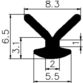 Z1 - G590 6,5×5,5 mm - rubber profile - Door-frame profiles