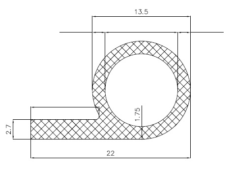 8920170KG - EPDM profiles - Flag or 'P' profiles